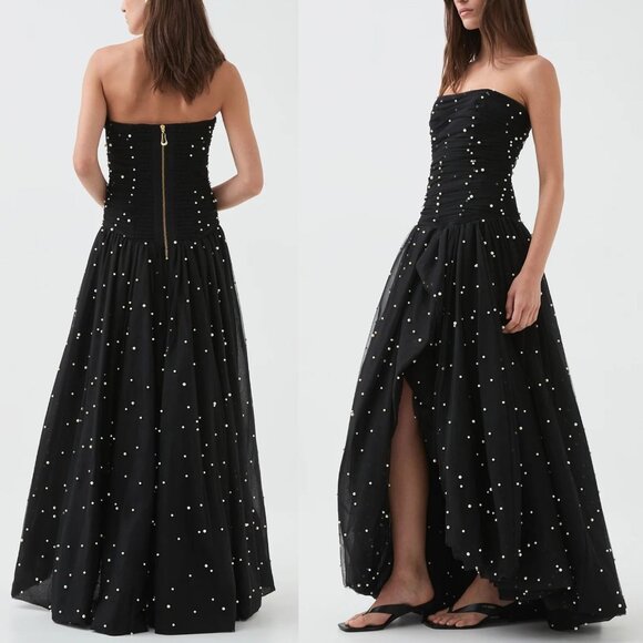 Aje Juniper Maxi Dress Black Pearl Strapless Size AU 10 - Picture 11 of 11